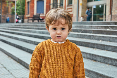 Portrait of cute boy outdoors