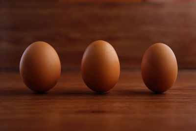 High angle view of eggs on table