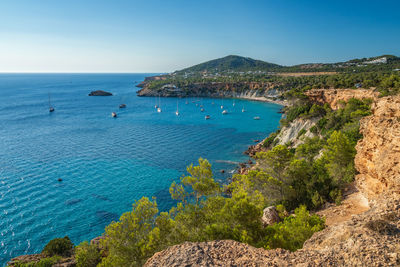 Scenic view of sea against clear sky