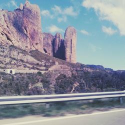 Road with mountain range in background