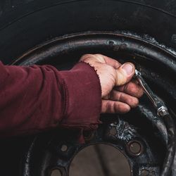 High angle view of man working