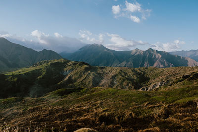 Scenic view of mountains against sky
