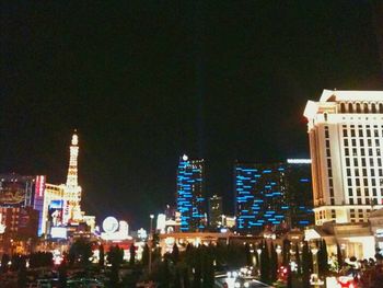 Illuminated buildings at night