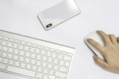 High angle view of computer keyboard on table