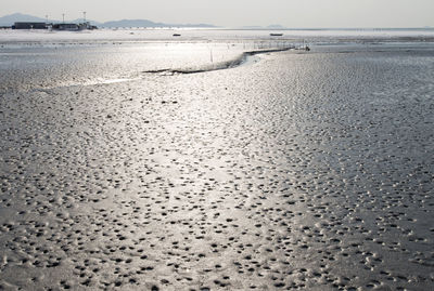 Close-up of beach against sky