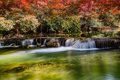 Waterfall in forest during autumn