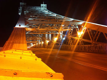 Low angle view of illuminated building at night