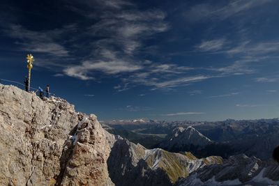 Panoramic view of rocks and mountains against sky
