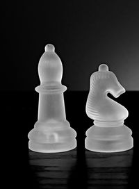 Close-up of chess board against black background