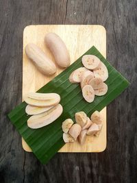 High angle view of food on cutting board