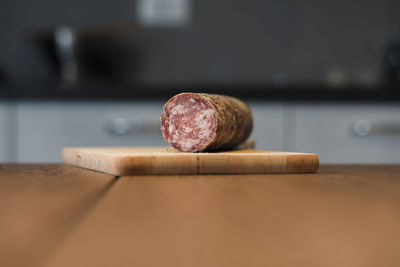 Close-up of bread on cutting board