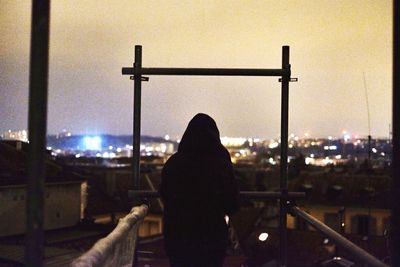 Street light against sky at night