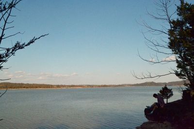 Scenic view of calm sea against clear sky