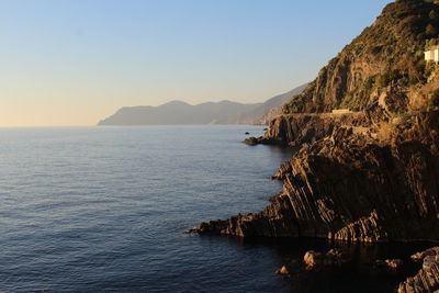 Scenic view of sea against clear sky