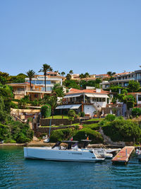 Architecture of houses on the coast of the port of mahon mao in menorca, spain