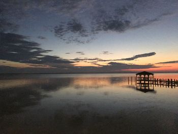 Scenic view of calm sea at sunset