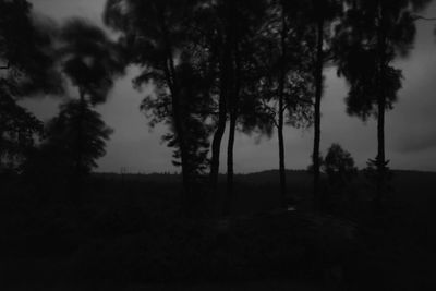 Silhouette trees on field against sky