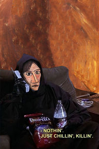 Portrait of woman with text