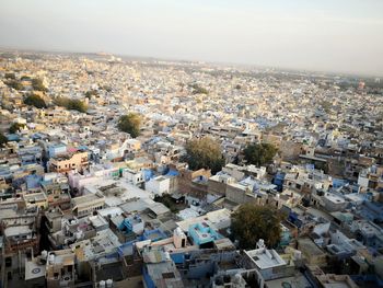 High angle view of townscape against sky