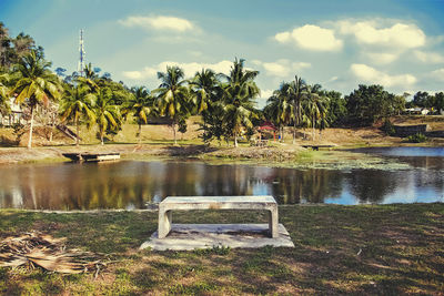 Scenic view of lake against sky