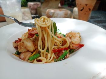 Close-up of food served in plate