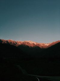 Scenic view of mountains against clear sky