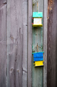 Close-up of bee on wooden door