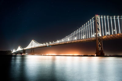 View of suspension bridge at night