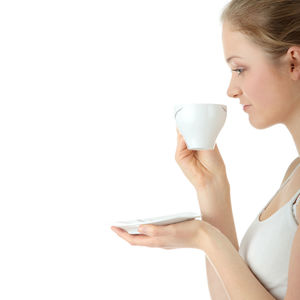 Woman holding coffee cup