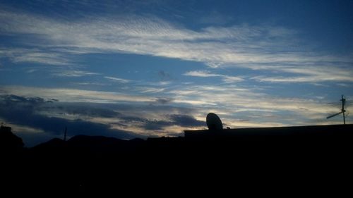 Silhouette of building against sky during sunset