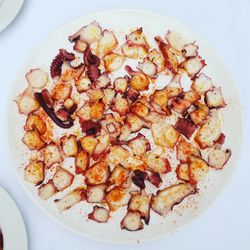 High angle view of food served in plate