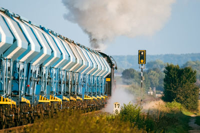 Panoramic view of train against sky