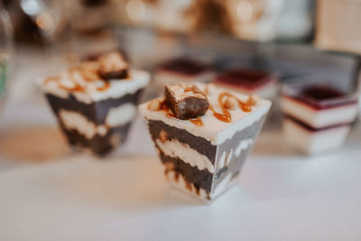 Close-up of dessert on table