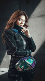 Close-up of woman with umbrella