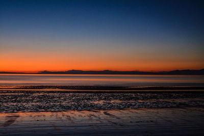 View of beach at sunset