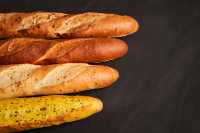High angle view of bread on table
