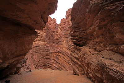 Low angle view of rock formation on land