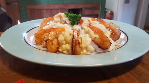 Close-up of food in plate on table