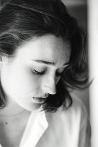 Close-up portrait of a beautiful young woman