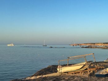 Scenic view of sea against clear sky