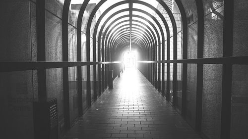 Woman walking in corridor