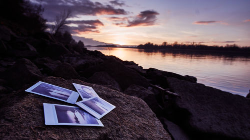 Scenic view of sea against sky at sunset
