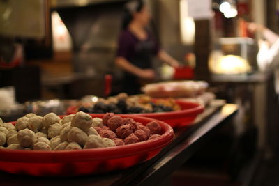 Food at market stall during night