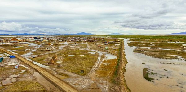 Panoramic shot of land against sky