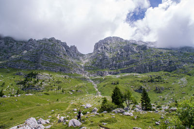 Scenic view of mountains against sky