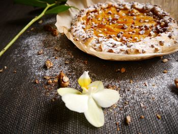 High angle view of food on table