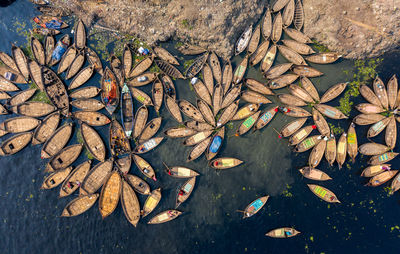 High angle view of leaves in lake