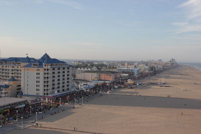 High angle view of buildings in city