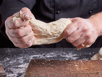 Close-up of person preparing food