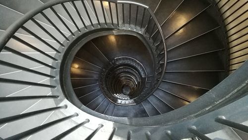 High angle view of spiral staircase